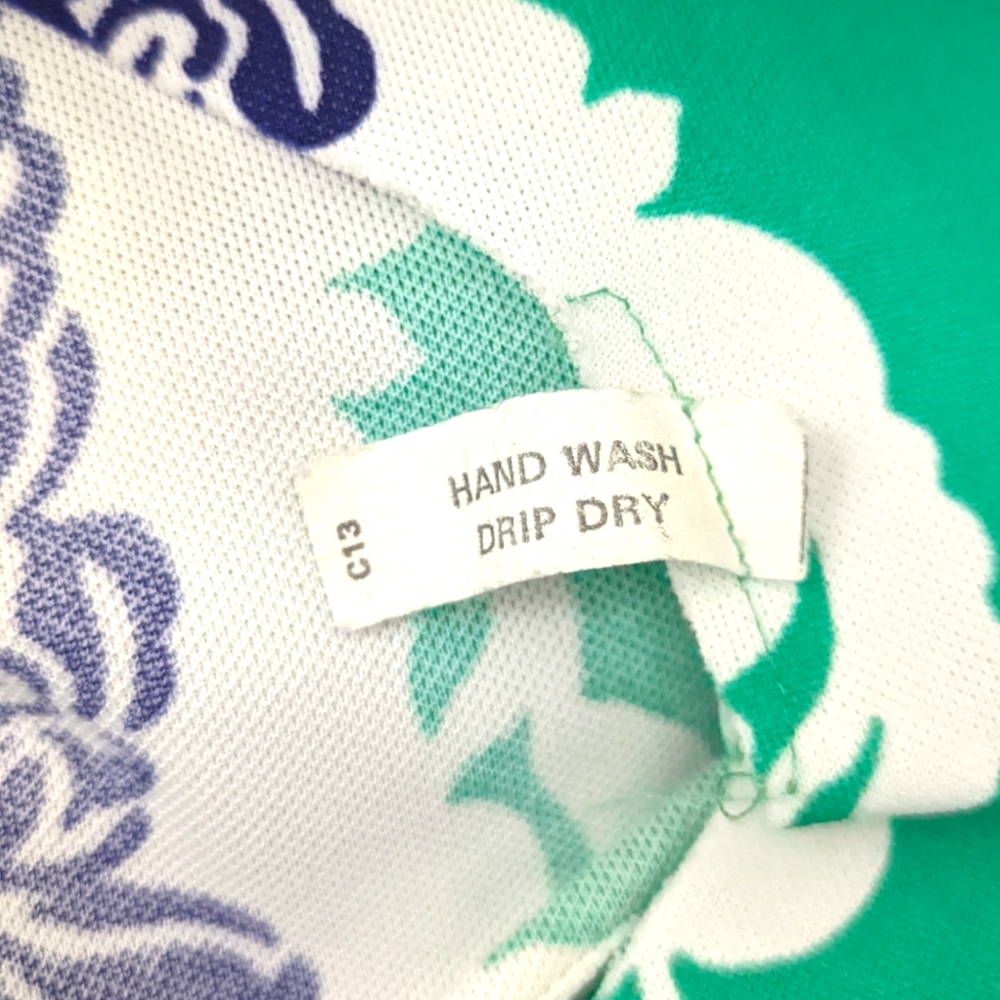 Vintage 70s 1970s Maxi Dress Mod Womens Small Green Blue Sleeveless V Ne… - Picture 13 of 13